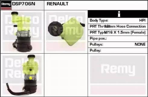 Remy DSP706N - Гідравлічний насос, рульове управління, ГУР autocars.com.ua