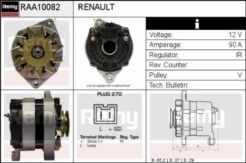 Remy RAA10082 - Генератор autocars.com.ua