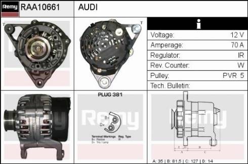 Remy RAA10661 - Генератор autocars.com.ua