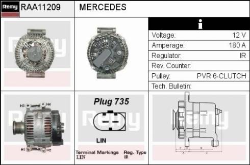 Remy RAA11209 - Генератор autocars.com.ua