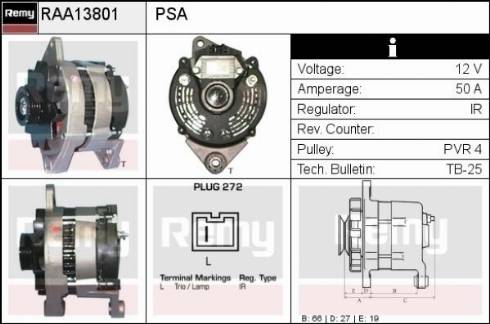 Remy RAA13801 - Генератор autocars.com.ua