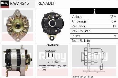 Remy RAA14245 - Генератор avtokuzovplus.com.ua