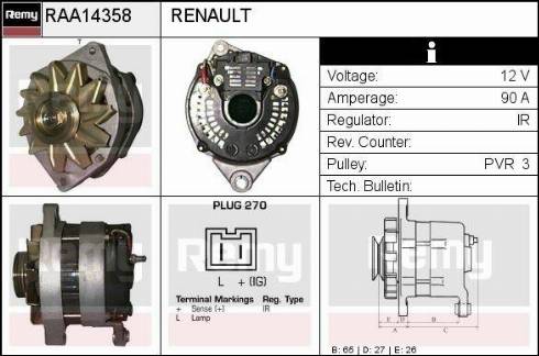 Remy RAA14358 - Генератор autocars.com.ua