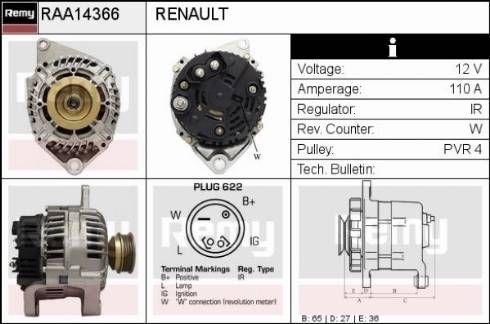 Remy RAA14366 - Генератор autocars.com.ua