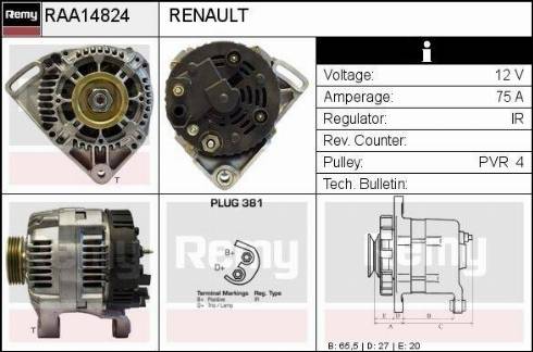 Remy RAA14824 - Генератор avtokuzovplus.com.ua