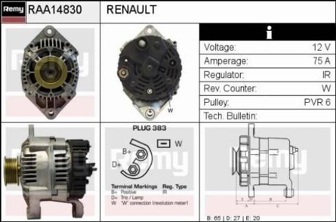 Remy RAA14830 - Генератор avtokuzovplus.com.ua