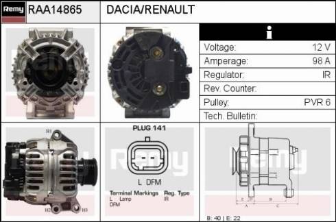 Remy RAA14865 - Генератор avtokuzovplus.com.ua