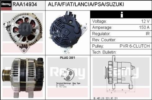 Remy RAA14934 - Генератор avtokuzovplus.com.ua