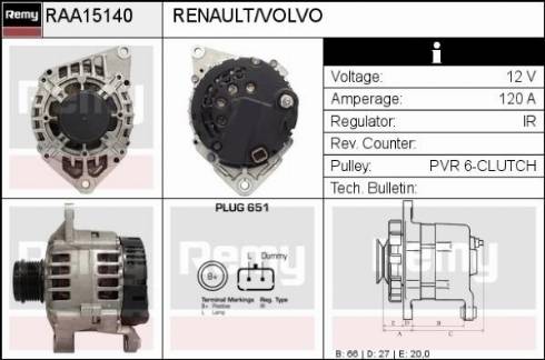 Remy RAA15140 - Генератор avtokuzovplus.com.ua