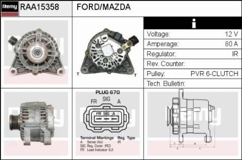 Remy RAA15358 - Генератор autocars.com.ua