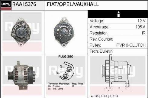 Remy RAA15376 - Генератор autocars.com.ua