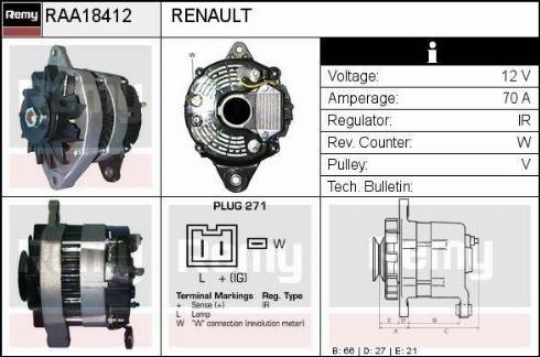 Remy RAA18412 - Генератор avtokuzovplus.com.ua