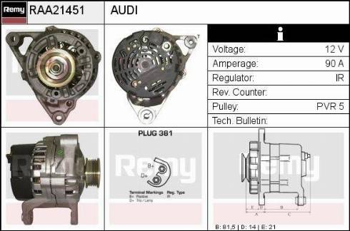 Remy RAA21451 - Генератор autocars.com.ua