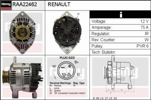 Remy RAA22462 - Генератор avtokuzovplus.com.ua