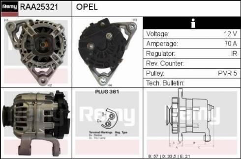 Remy RAA25321 - Генератор autocars.com.ua