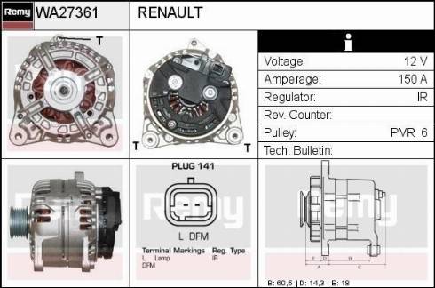 Remy RAA27361 - Генератор avtokuzovplus.com.ua