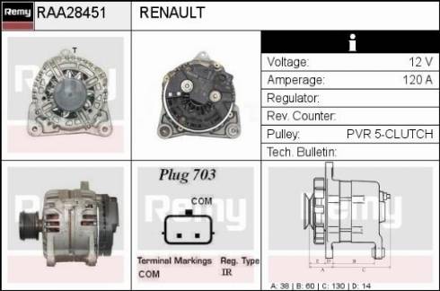 Remy RAA28451 - Генератор avtokuzovplus.com.ua