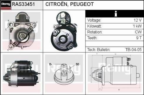 Remy RAS33451 - Стартер autocars.com.ua