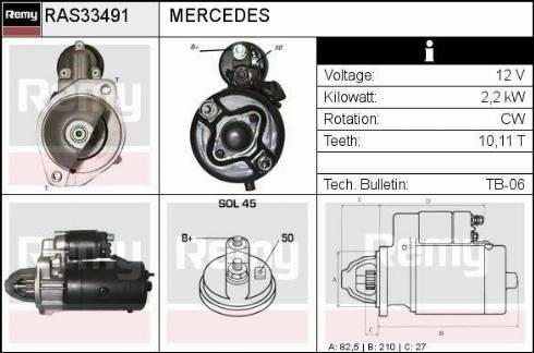 Remy RAS33491 - Стартер autocars.com.ua