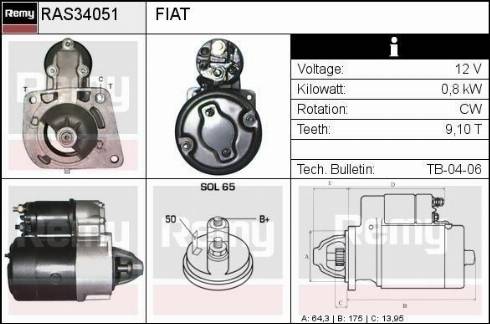 Remy RAS34051 - Стартер autocars.com.ua