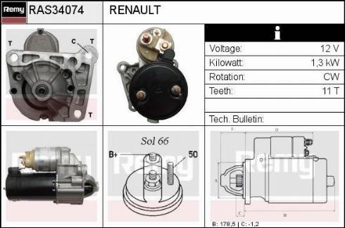 Remy RAS34074 - Стартер avtokuzovplus.com.ua