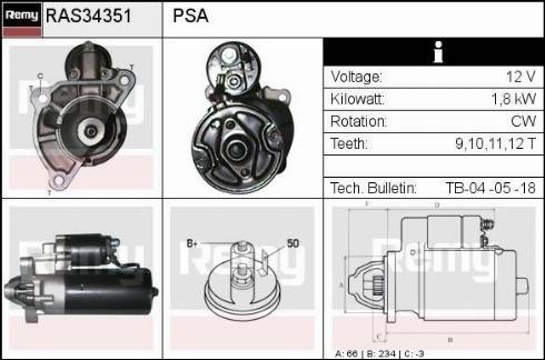 Remy RAS34351 - Стартер autocars.com.ua