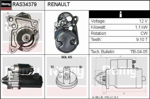 Remy RAS34379 - Стартер autocars.com.ua