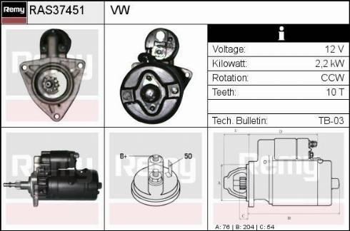 Remy RAS37451 - Стартер autocars.com.ua