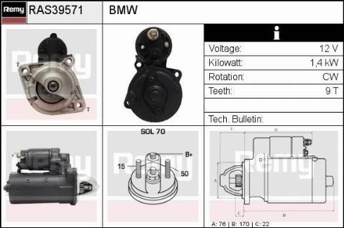 Remy RAS39571 - Стартер autocars.com.ua