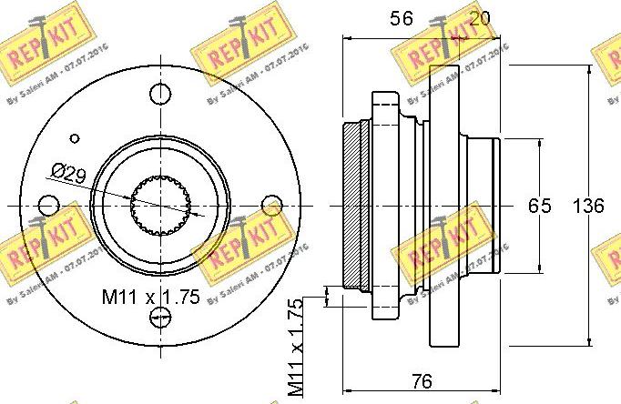 REPKIT RKB1184 - Комплект підшипника маточини колеса autocars.com.ua