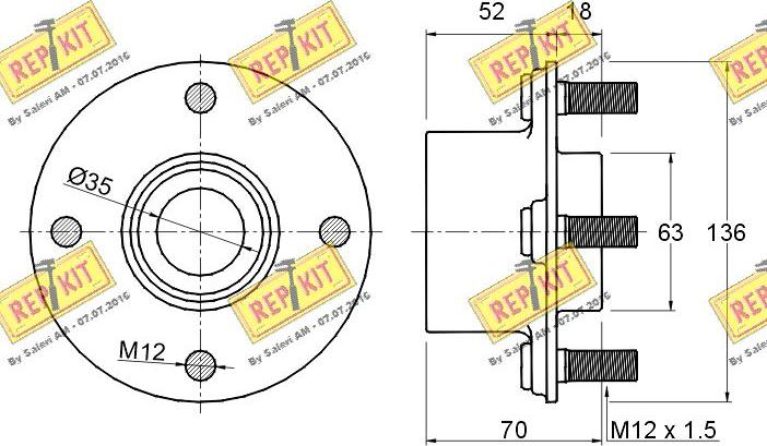 REPKIT RKB1257 - Комплект підшипника маточини колеса autocars.com.ua