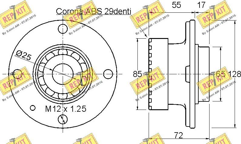 REPKIT RKB1595 - Комплект підшипника маточини колеса autocars.com.ua