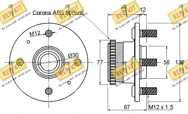 REPKIT RKB1609 - Комплект підшипника маточини колеса autocars.com.ua