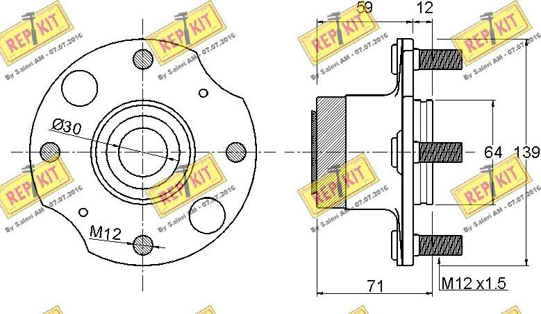 REPKIT RKB1726 - Комплект підшипника маточини колеса autocars.com.ua