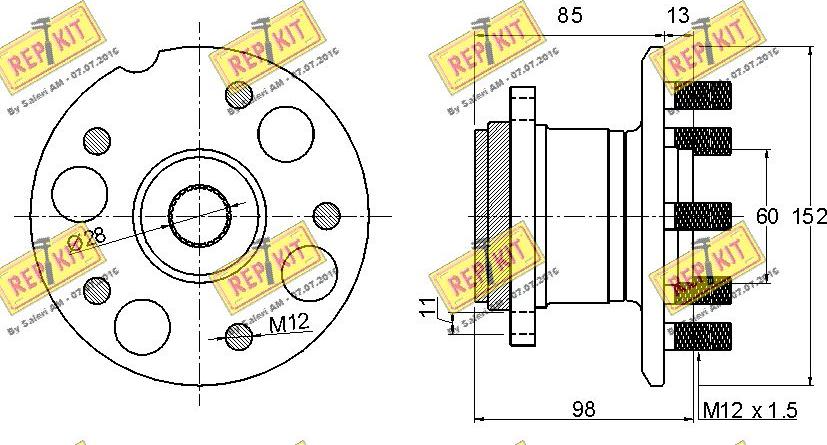 REPKIT RKB1988 - Комплект підшипника маточини колеса autocars.com.ua