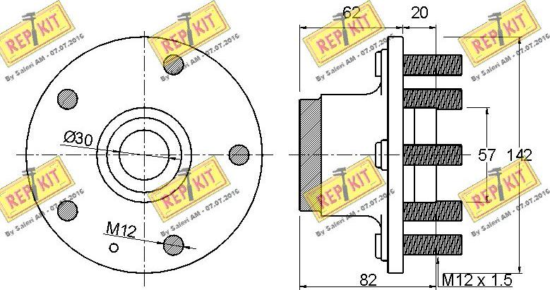 REPKIT RKB2061 - Комплект підшипника маточини колеса autocars.com.ua