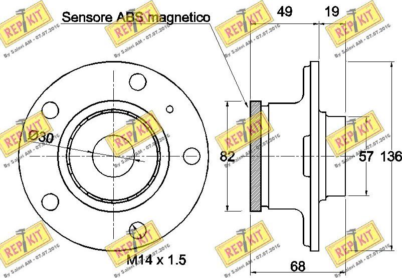 REPKIT RKB2136 - Комплект підшипника маточини колеса autocars.com.ua