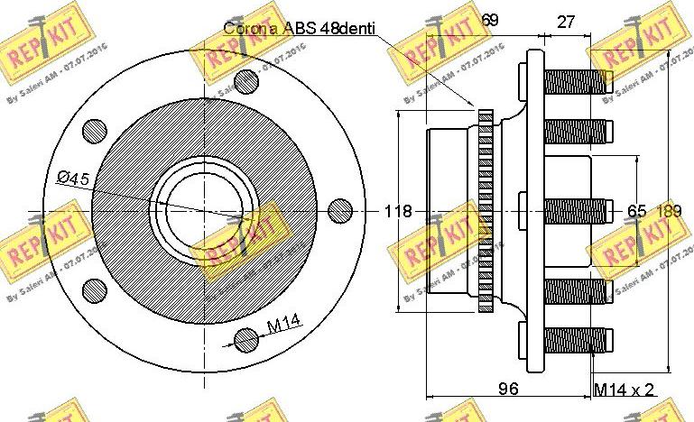 REPKIT RKB2141 - Комплект підшипника маточини колеса autocars.com.ua