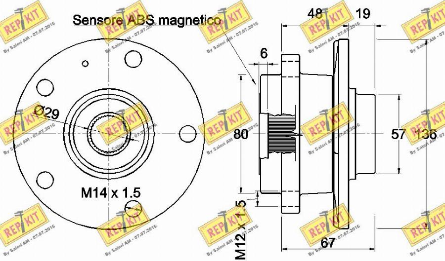 REPKIT RKB2244 - Комплект підшипника маточини колеса autocars.com.ua