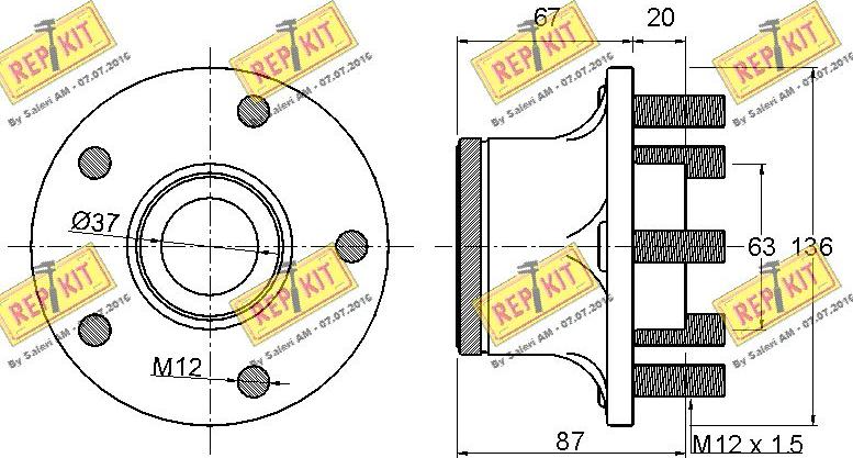 REPKIT RKB2253 - Комплект підшипника маточини колеса autocars.com.ua