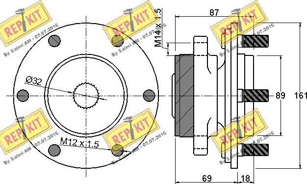 REPKIT RKB2288 - Комплект підшипника маточини колеса autocars.com.ua