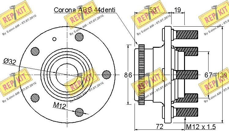 REPKIT RKB2375 - Комплект підшипника маточини колеса autocars.com.ua