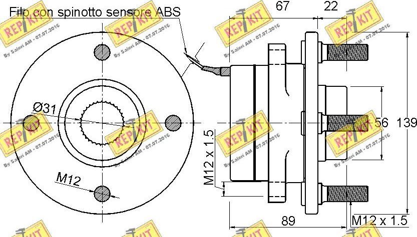 REPKIT RKB2561 - Комплект підшипника маточини колеса autocars.com.ua