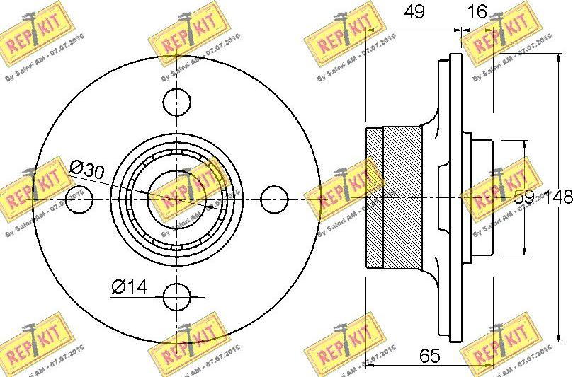 REPKIT RKB2571 - Комплект підшипника маточини колеса autocars.com.ua