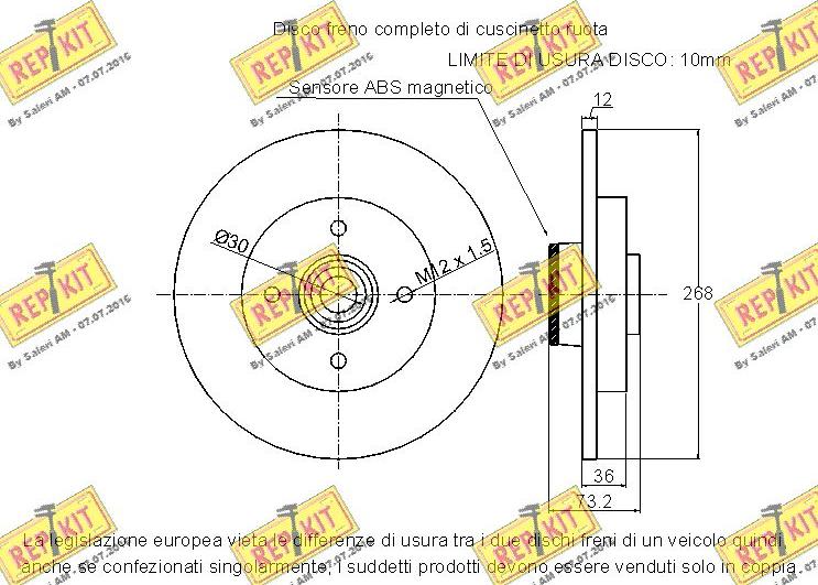 REPKIT RKB2588 - Гальмівний диск autocars.com.ua