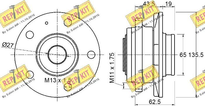 REPKIT RKB2760 - Комплект підшипника маточини колеса autocars.com.ua