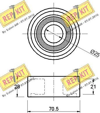 REPKIT RKT1008 - Паразитний / Провідний ролик, зубчастий ремінь autocars.com.ua