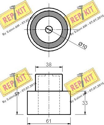 REPKIT RKT1080 - Паразитний / Провідний ролик, зубчастий ремінь autocars.com.ua