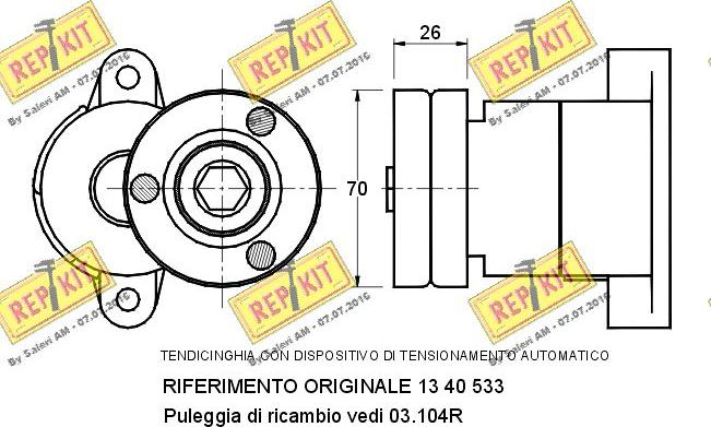 REPKIT RKT1108 - Натягувач ременя, клинові зуб. autocars.com.ua