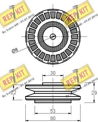 REPKIT RKT1228 - Паразитний / провідний ролик, поліклиновий ремінь autocars.com.ua